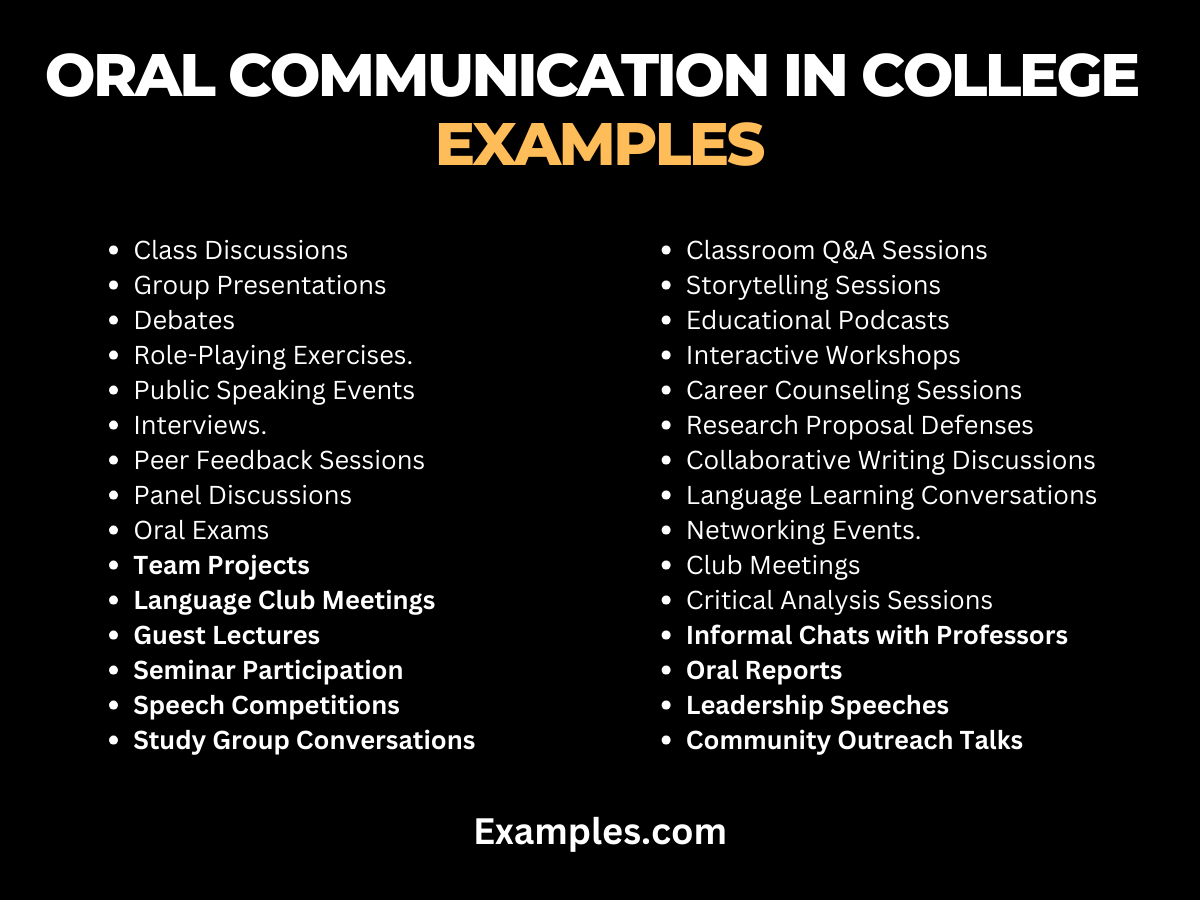 oral communication in college examples