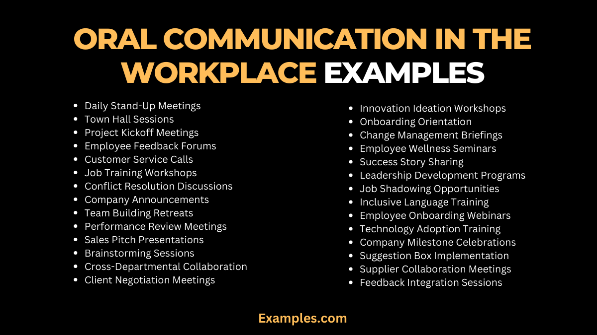 oral communication in the workplace examples