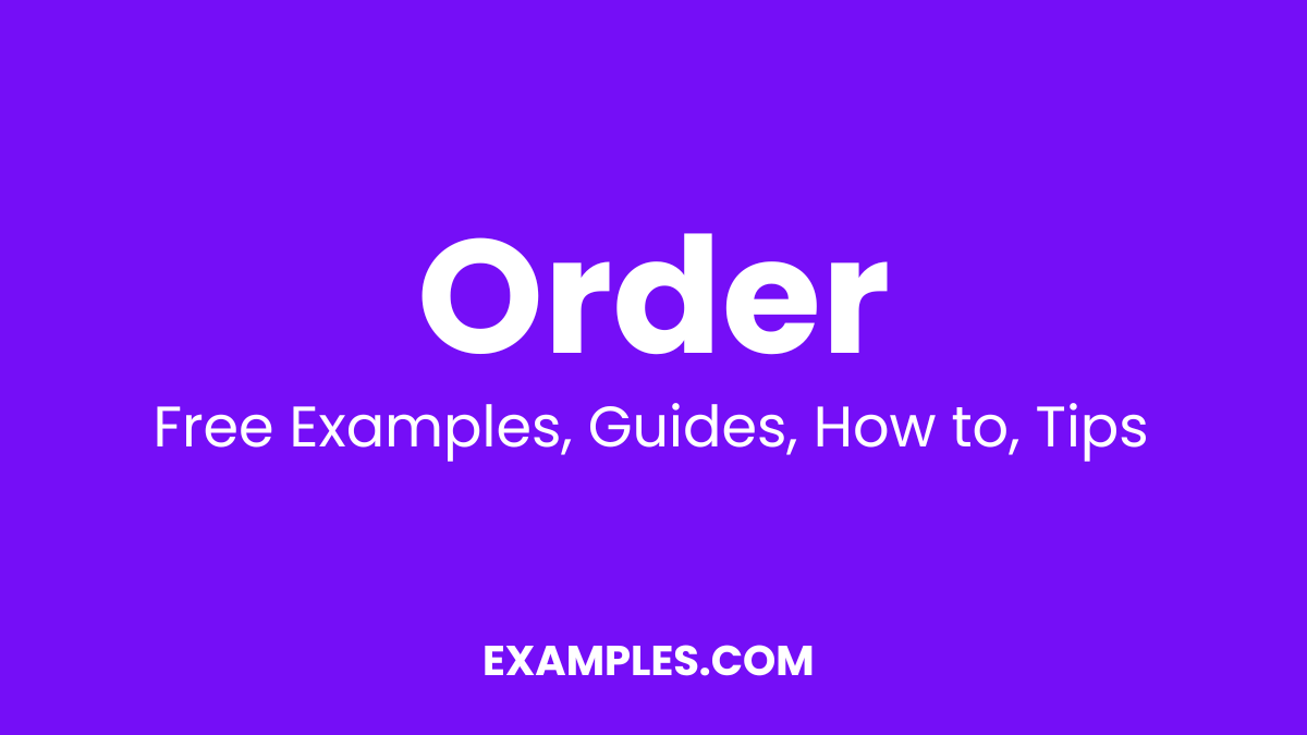 Order Examples