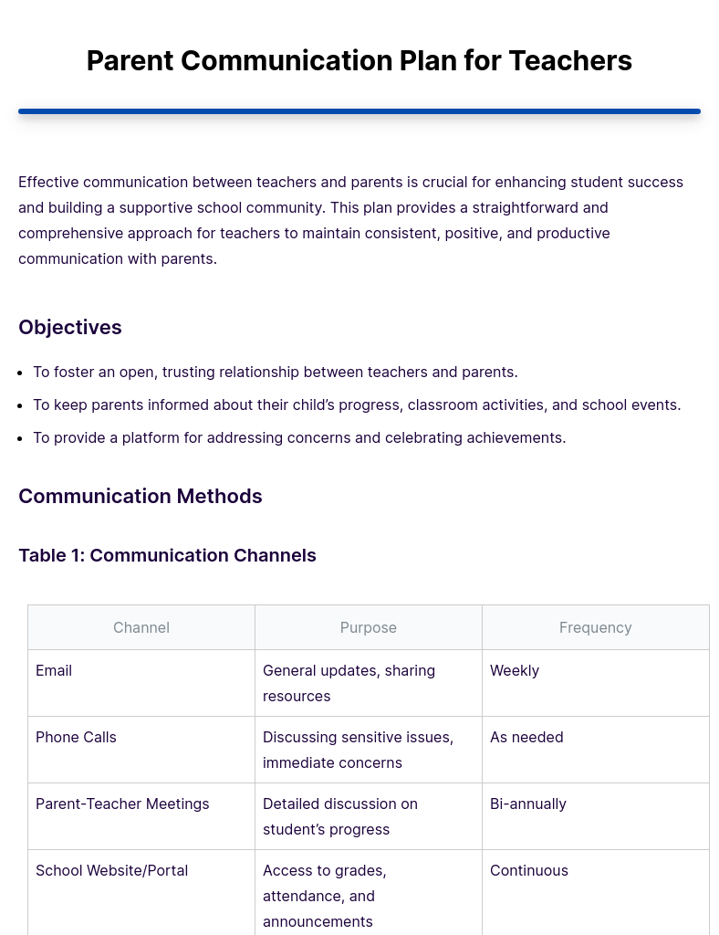 Communication Plan for Teachers 5+ Examples, How to Create