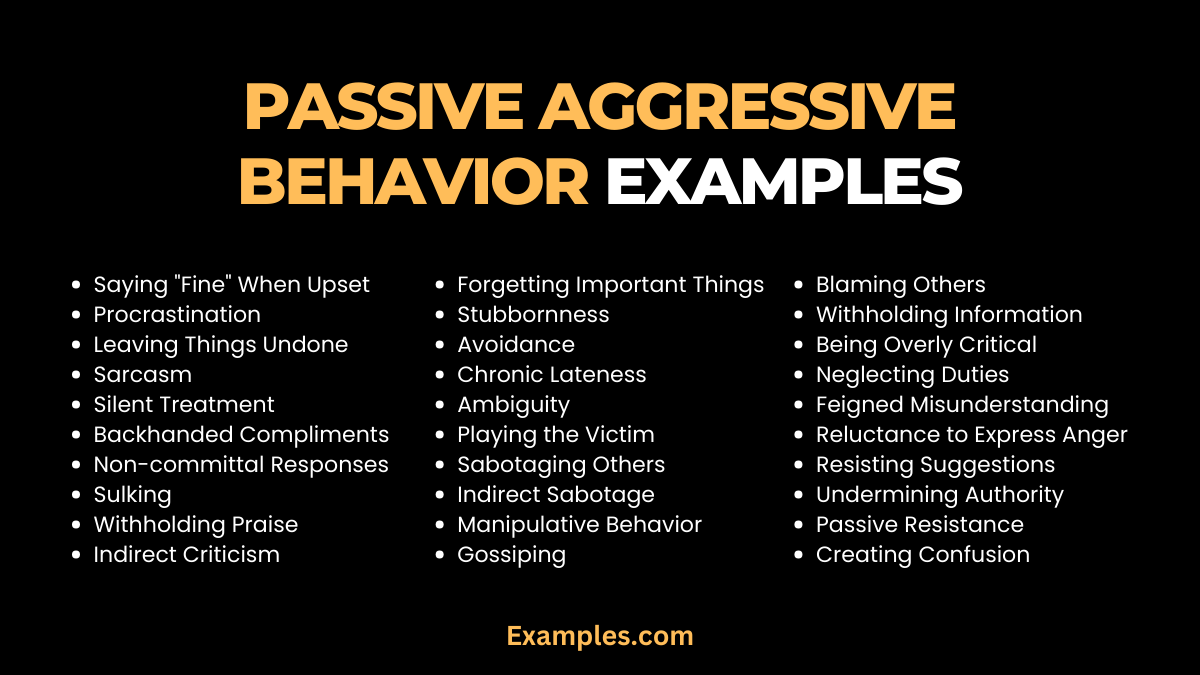 passive aggressive behavior examples