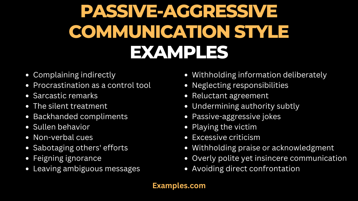 passive aggressive communication style examples