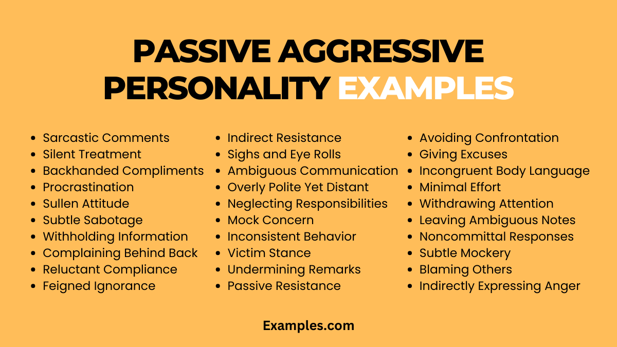 passive aggressive personality examples