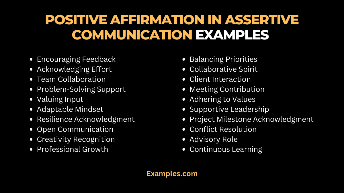 positive affirmation in assertive communication examples