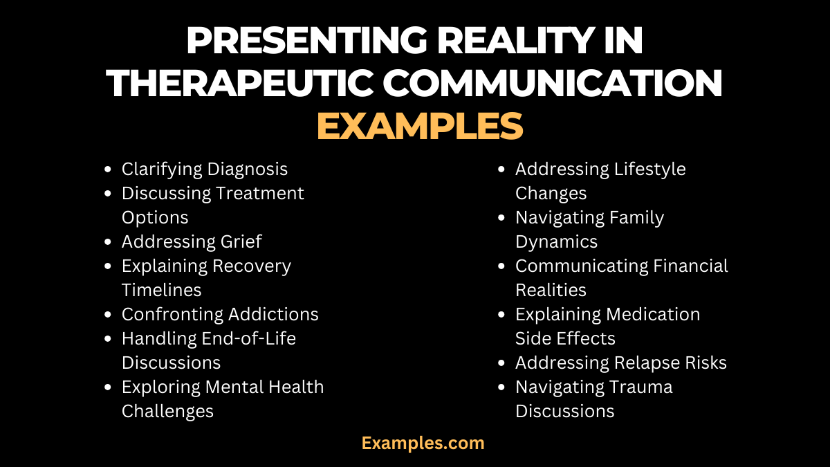 presenting reality in therapeutic communication examples