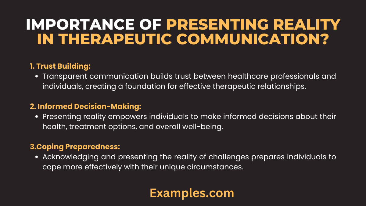 presenting reality in therapeutic communications