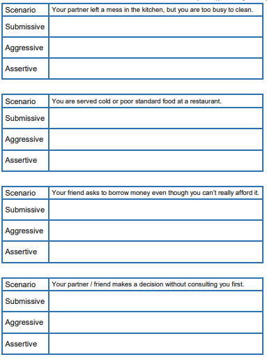 Printable Assertive Communication Worksheets