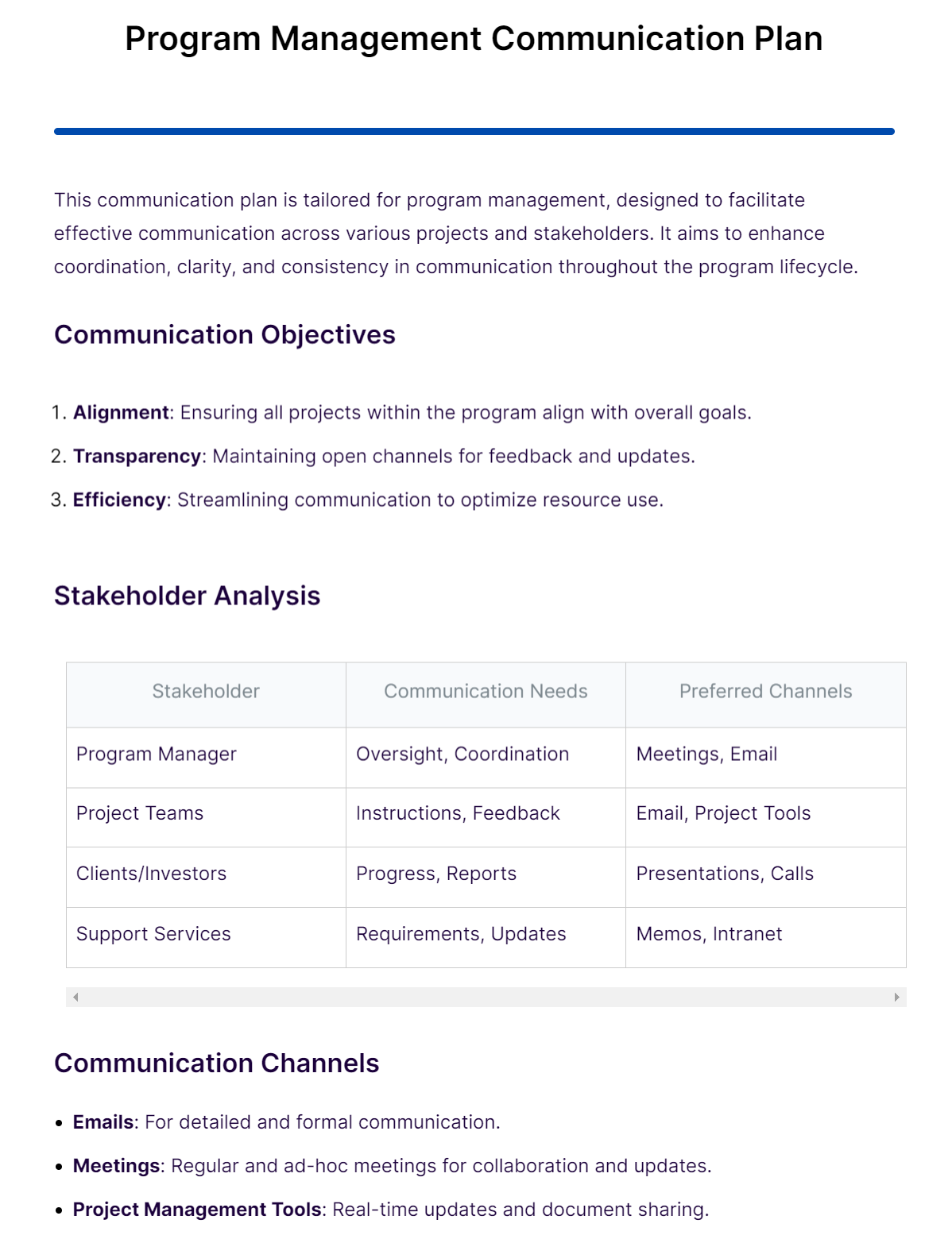 program management communication plan1