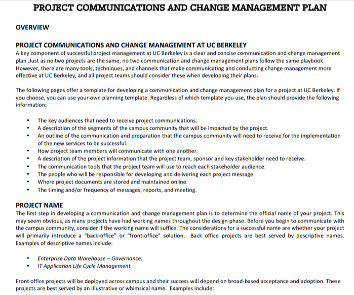project communication change management plan1