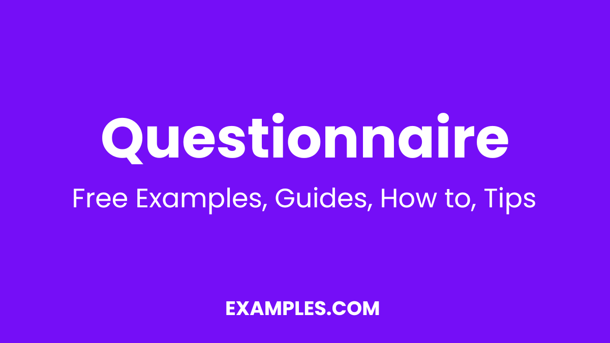 Questionnaires Examples