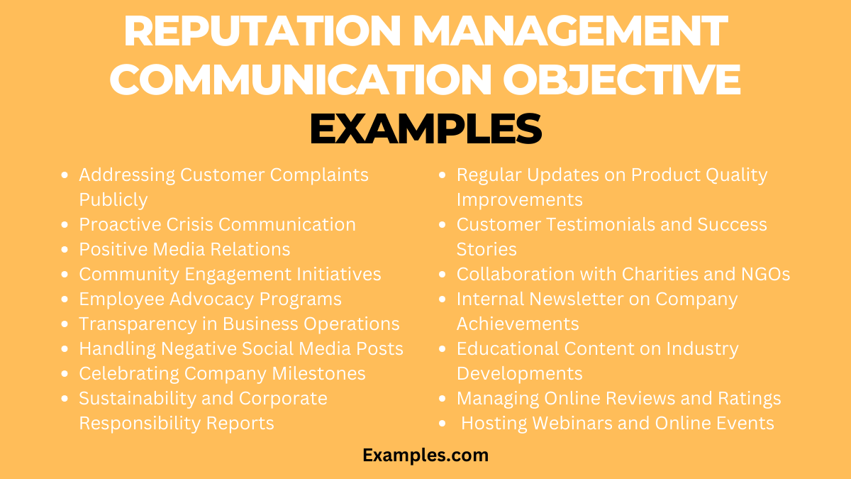 reputation management communication objective examples
