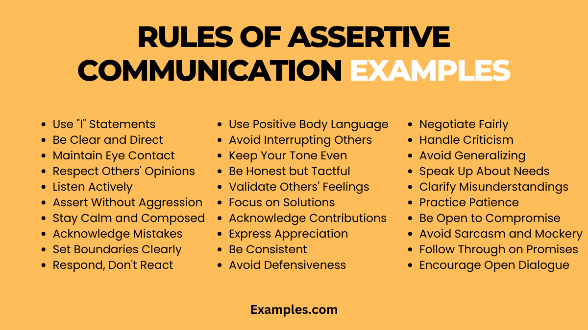 rules of assertive communication examples