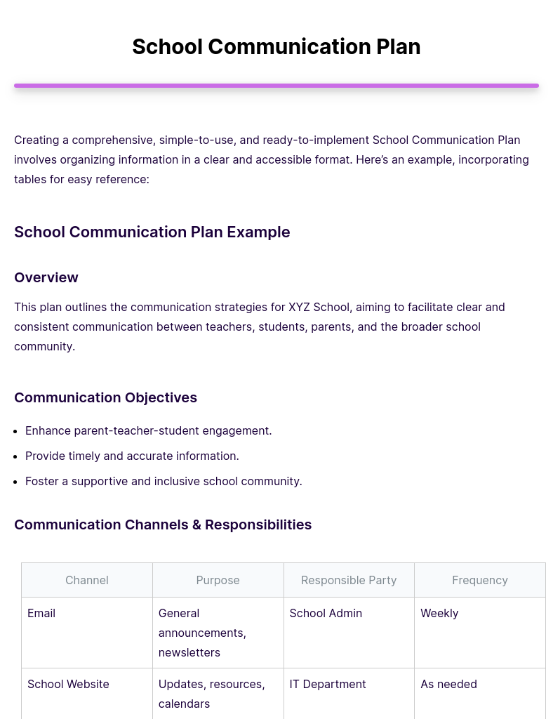 school communication plan