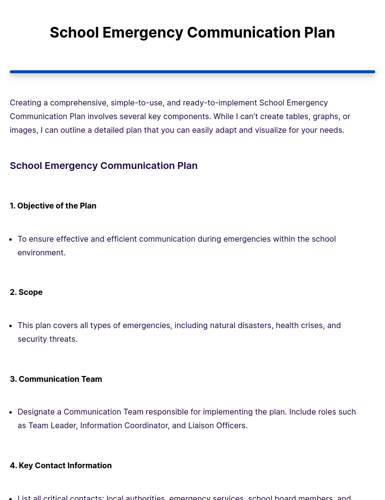 school emergency communication plan
