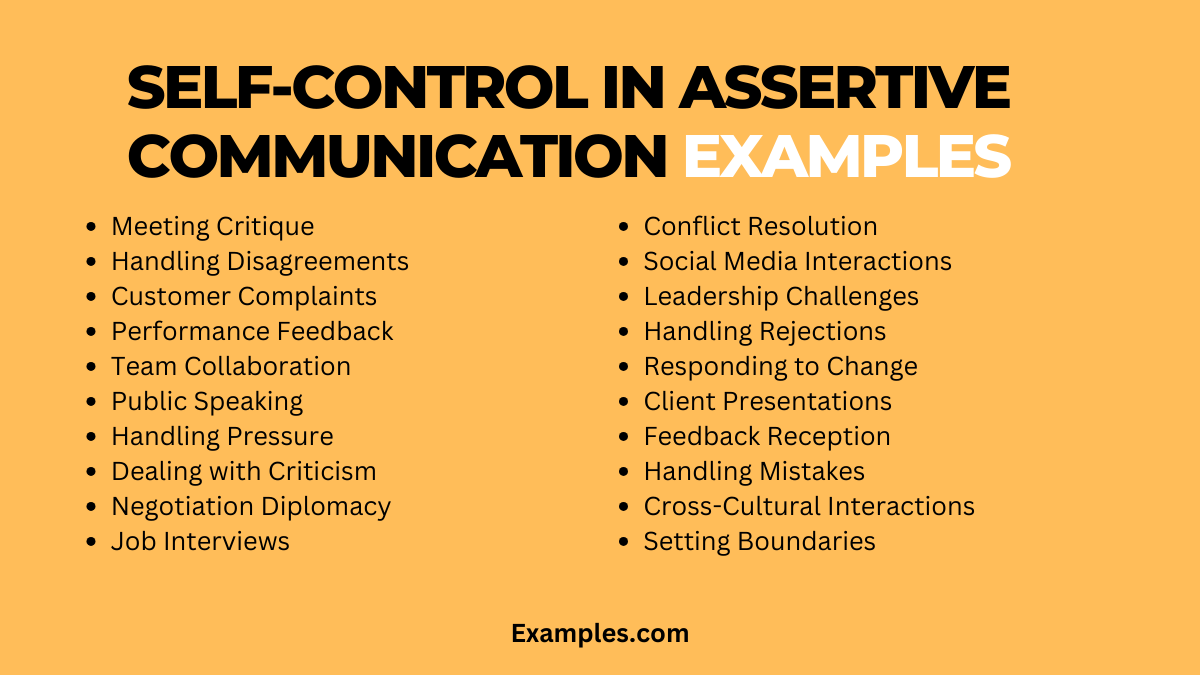 self control in assertive communication examples