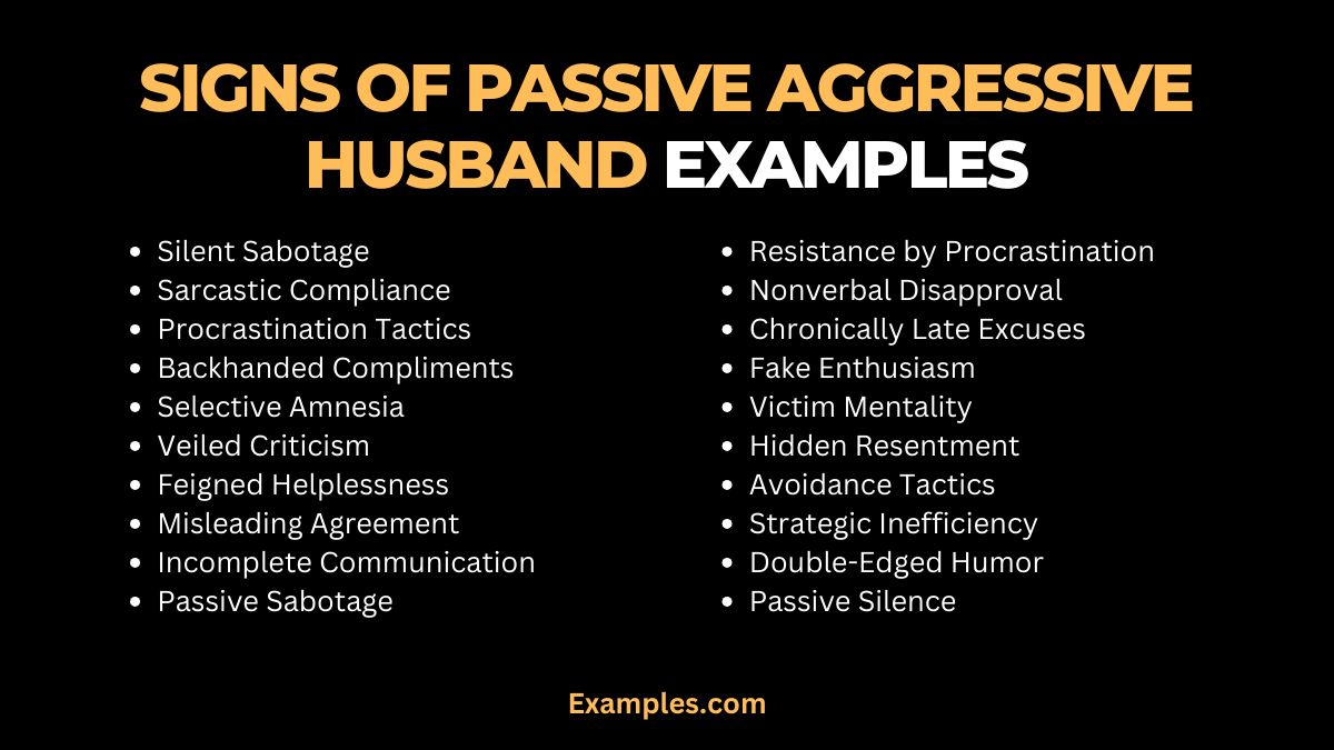 signs of passive aggressive husband examples