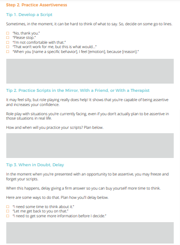 Simple Assertive Communication Worksheets