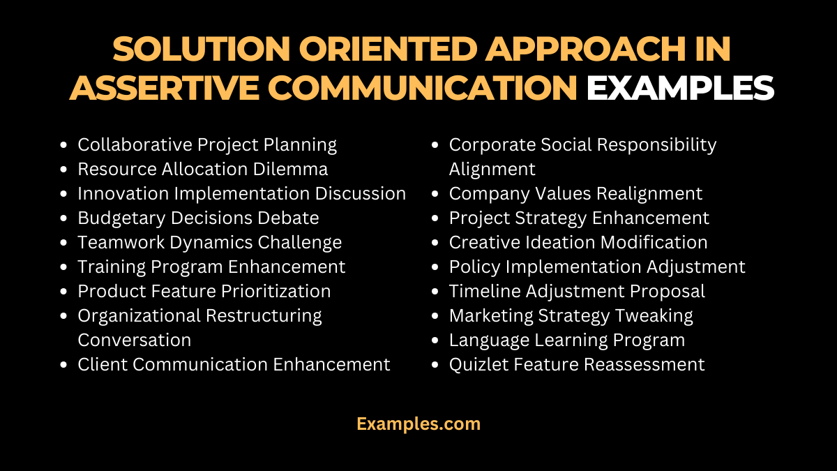 solution oriented approach in assertive communication examples