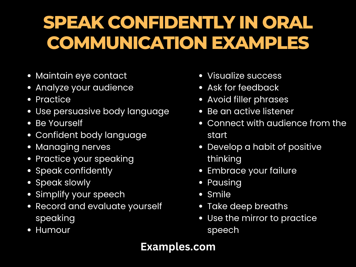 speak confidently in oral communication examples
