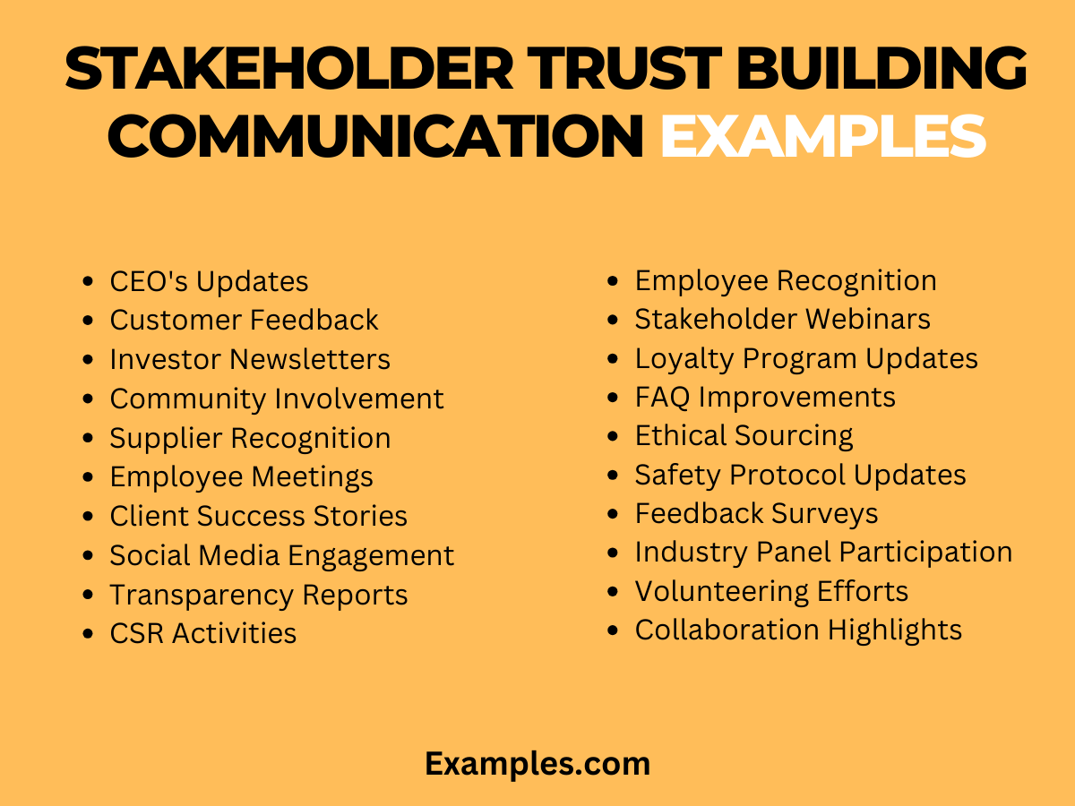 Stakeholder Trust Building Communication Examples