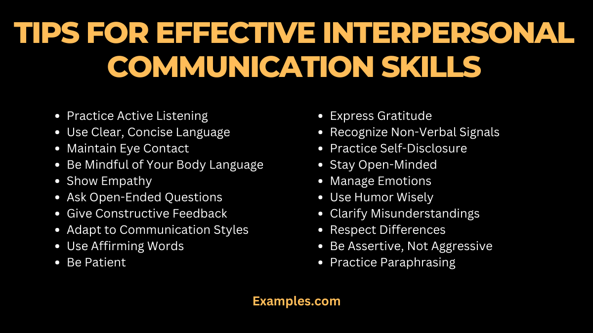 tips for effective interpersonal communication skills