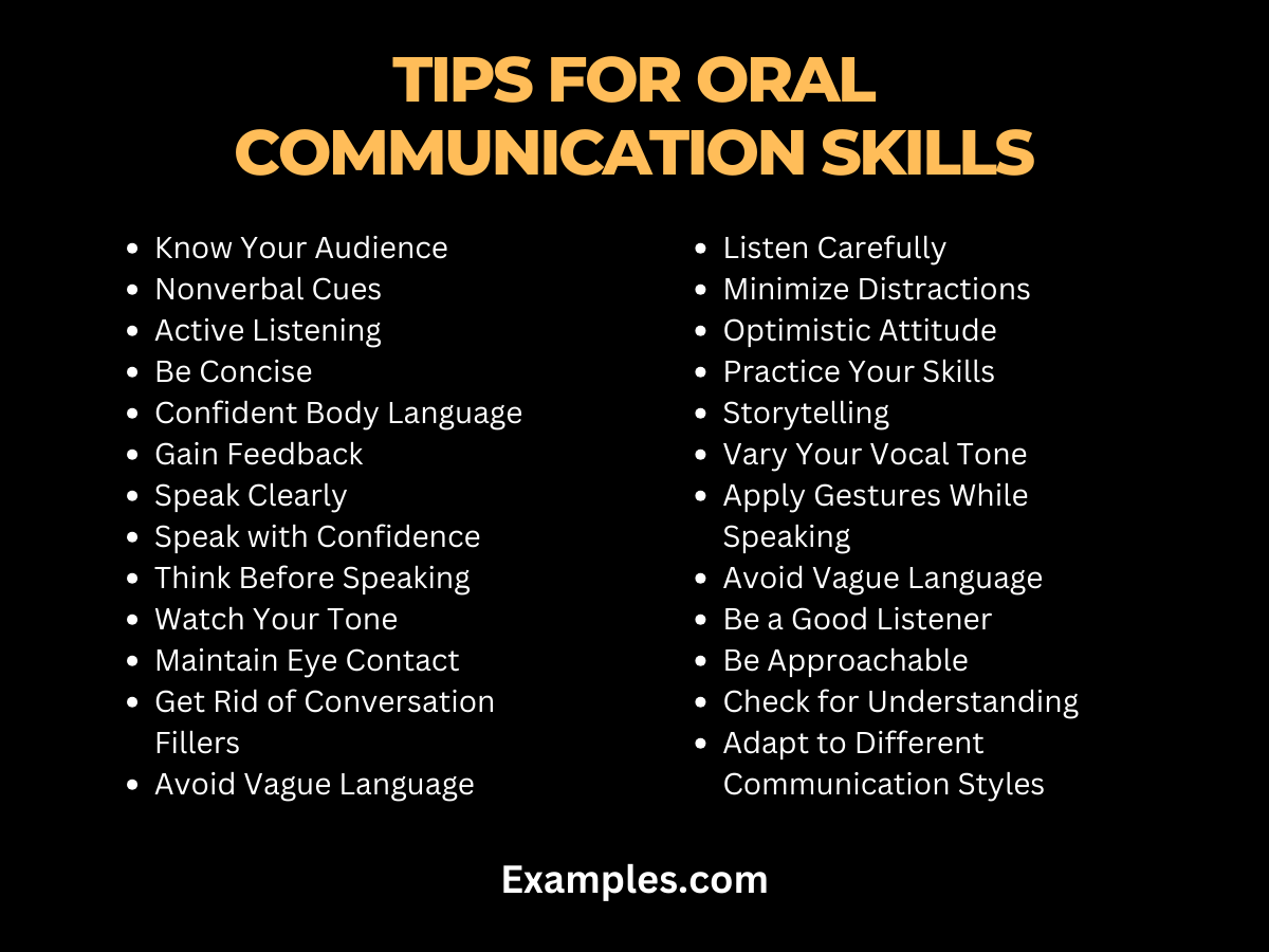 tips for using oral communication skills
