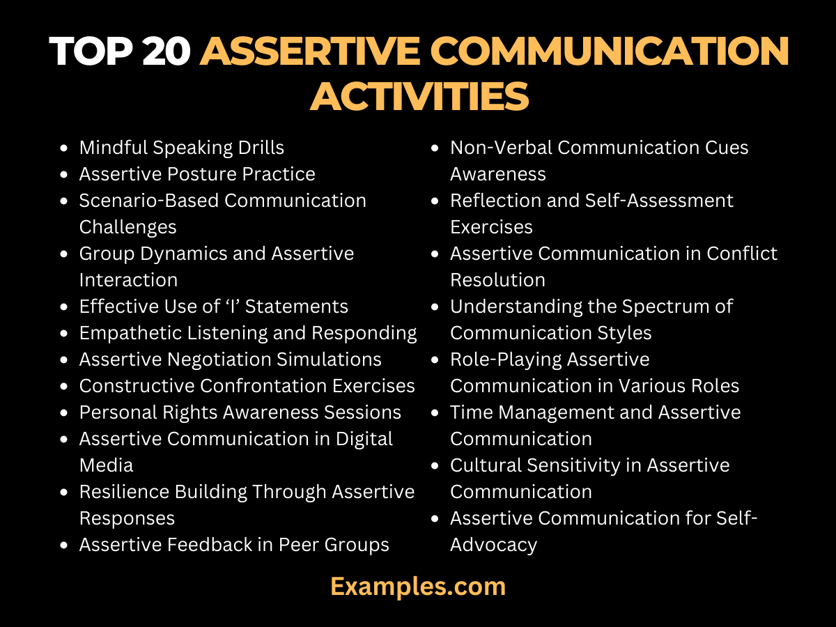 top 20 assertive communication activities