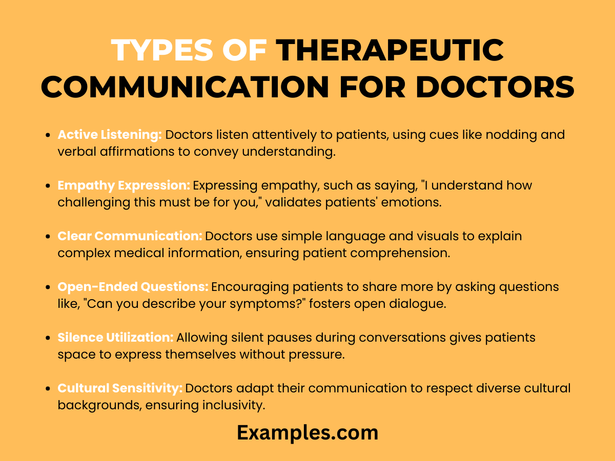 types of therapeutic communication for doctors