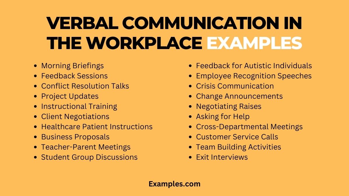 verbal communication in the workplace examples