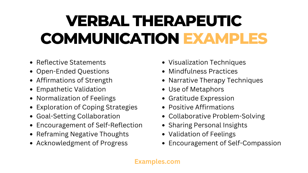 verbal therapeutic communication examples