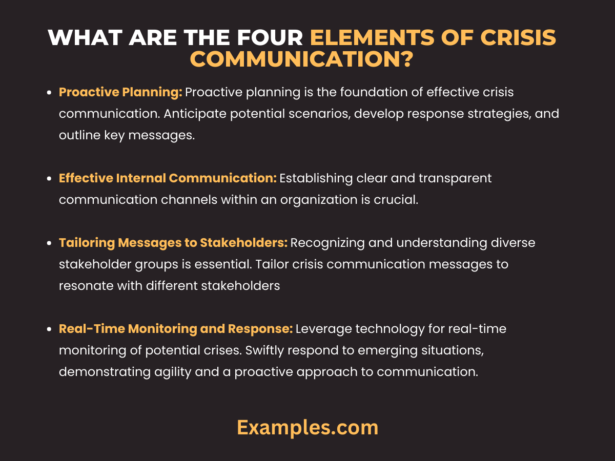 what are the four elements of crisis communication