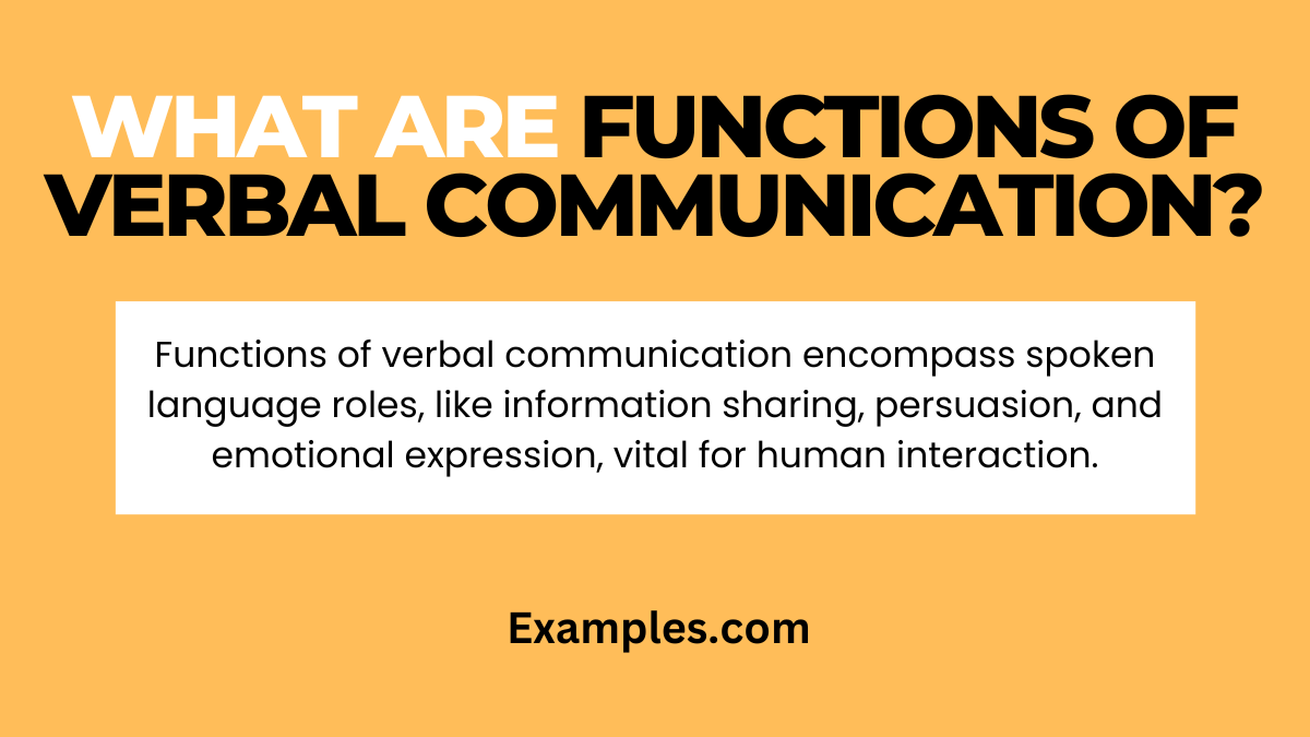 what are functions of verbal communication