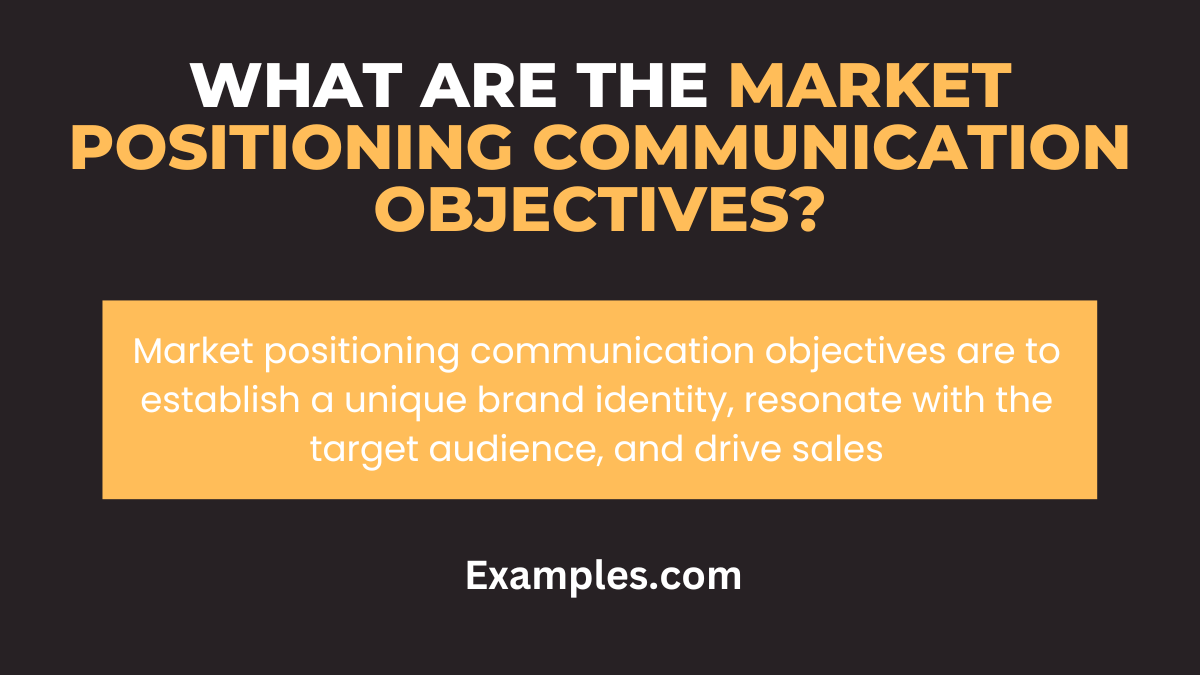 what are the market positioning communication objectives