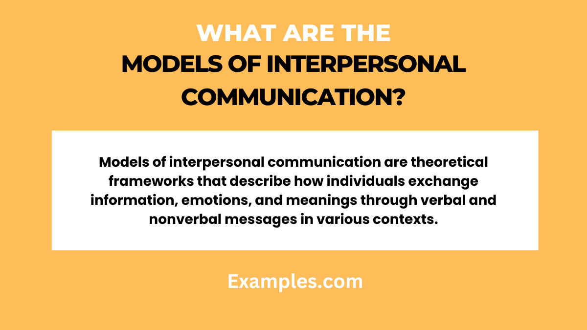 what are the models of interpersonal communication