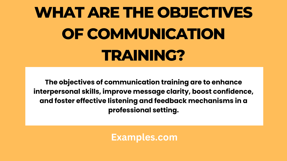 what are the objectives of communication training