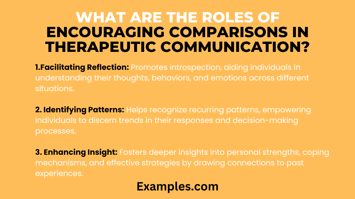what are the roles of encouraging comparisons in therapeutic communications 1