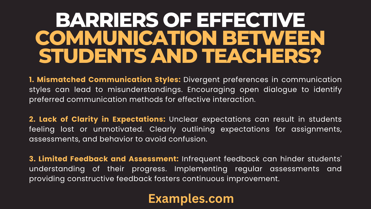 what are the barriers of effective communication between students and teachers