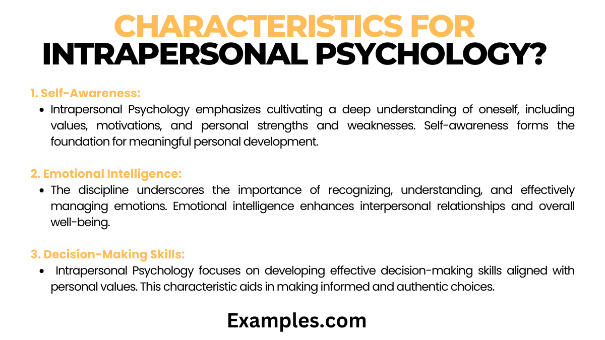 what are the characteristics for intrapersonal psychology