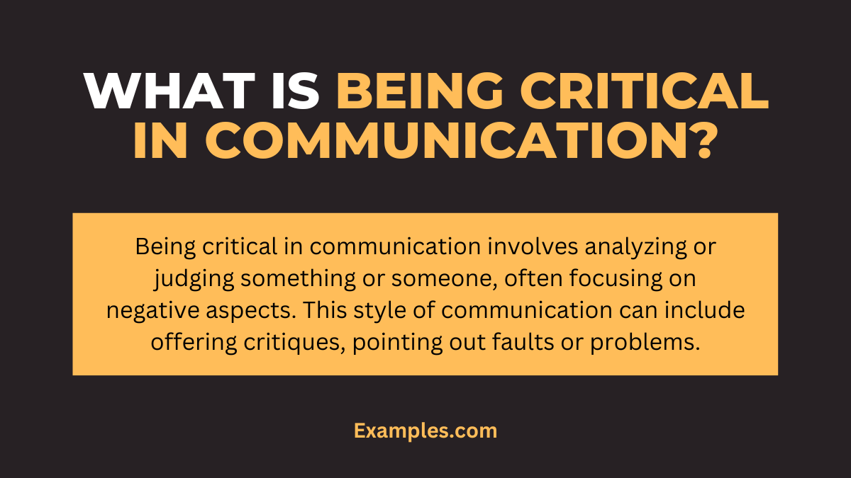 what is being critical in communication
