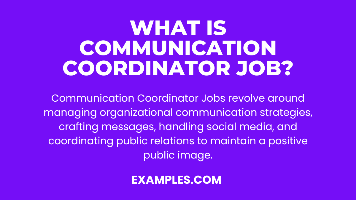 what is communication coordinator job