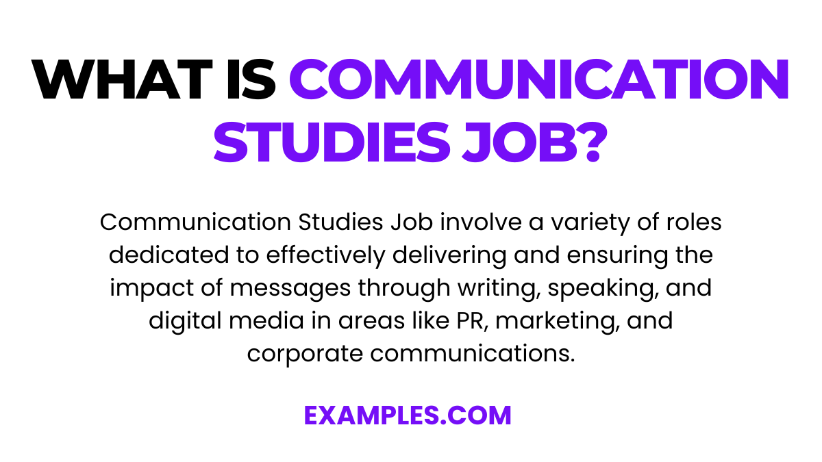 what is communication studies job