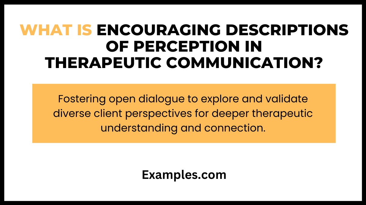 what is encouraging descriptions of perception in therapeutic communications