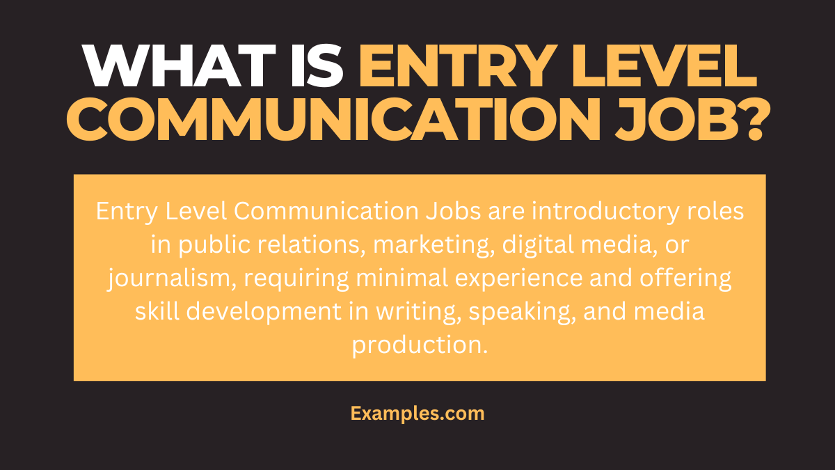 what is entry level communication job