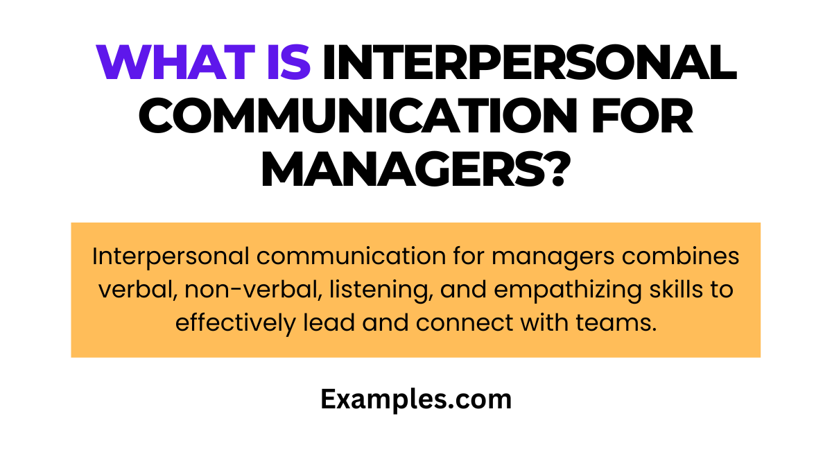 what is interpersonal communication for managerss