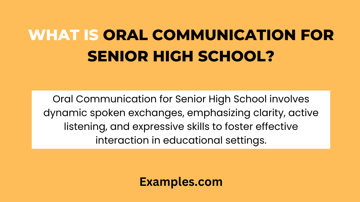 what is oral communication for senior high school