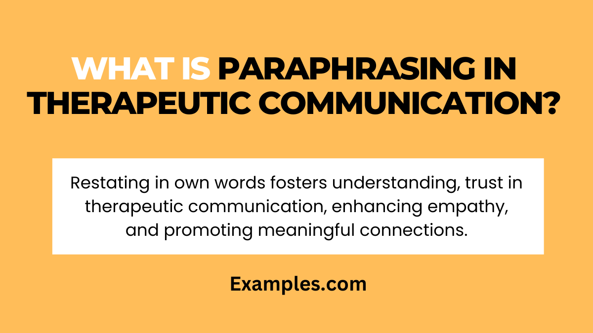 what is paraphrasing in therapeutic communication