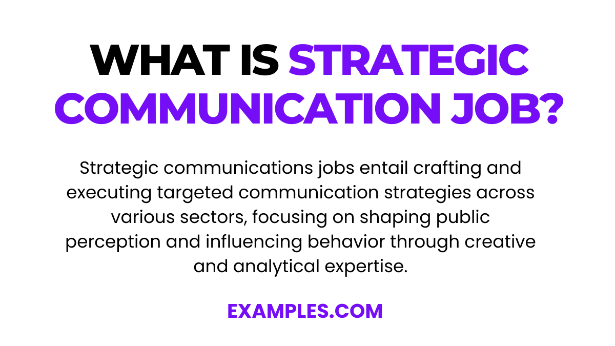 what is strategic communication job