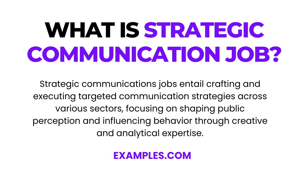 Strategic Communications Jobs 9 Examples