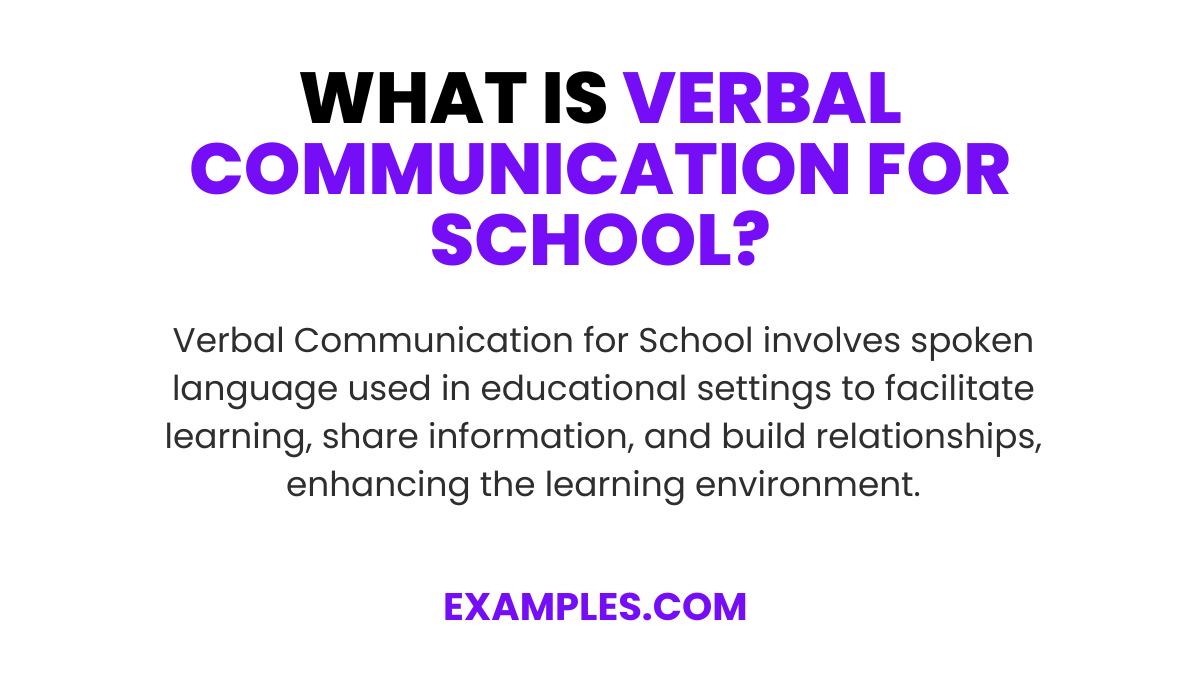 what is verbal communication for school