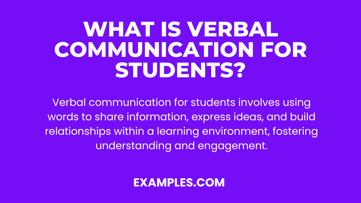 what is verbal communication for students
